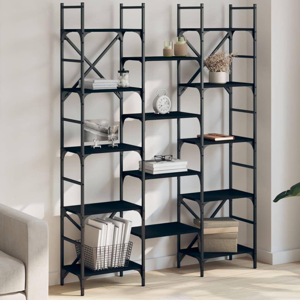 Bookshelf Black 127.5x28.5x172.5 cm Engineered Wood Bookshelf Black 127.5x28.5x172.5 cm Engineered Wood