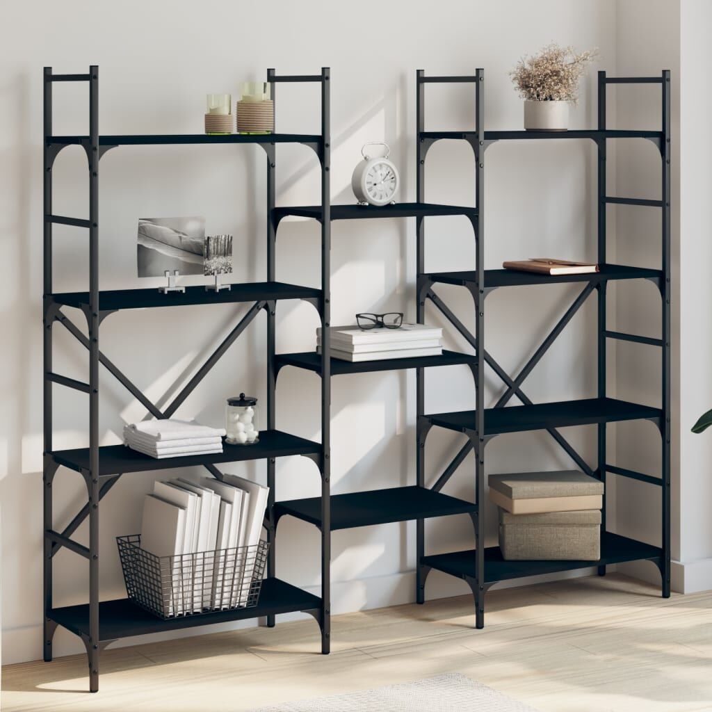 Bookshelf Black 160x28.5x136.5 cm Engineered Wood Bookshelf Black 160x28.5x136.5 cm Engineered Wood