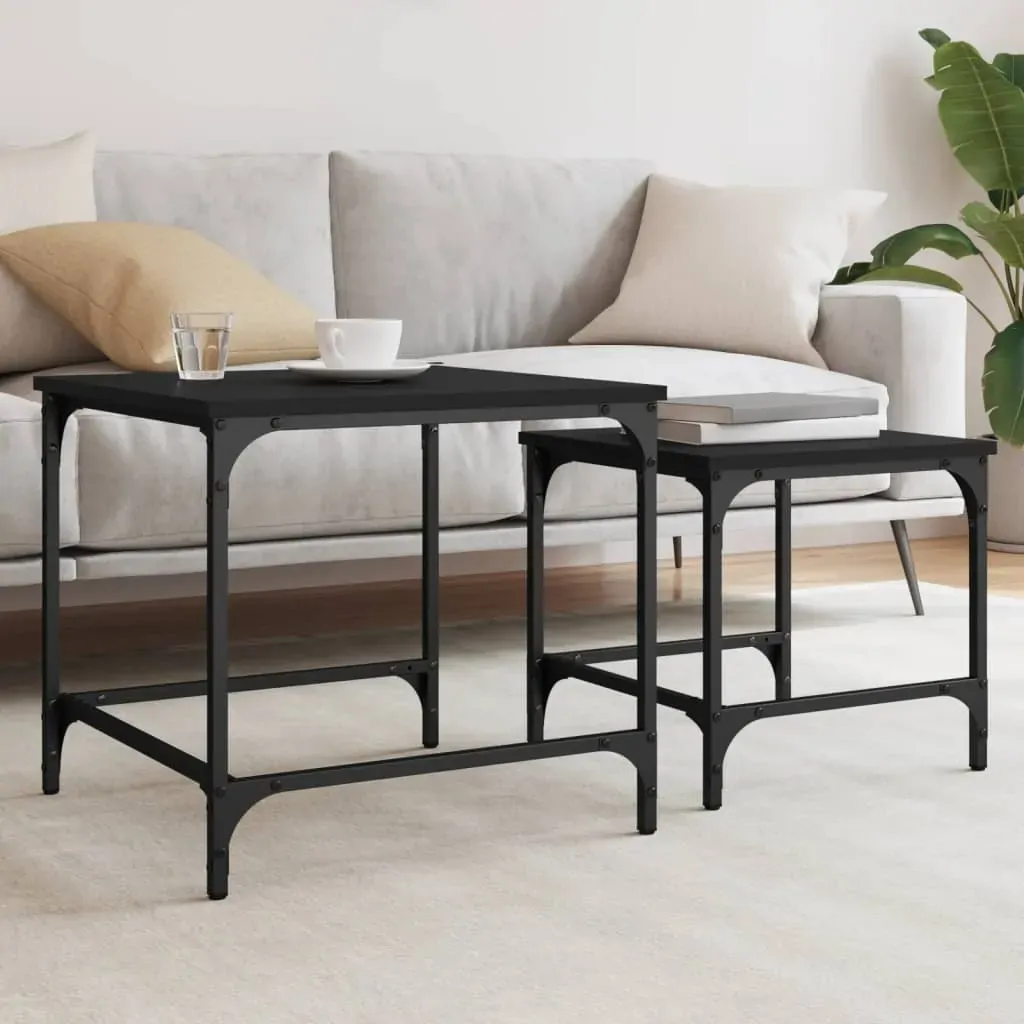 Nesting Coffee Tables 2 pcs Black Engineered Wood Nesting Coffee Tables 2 pcs Black Engineered Wood