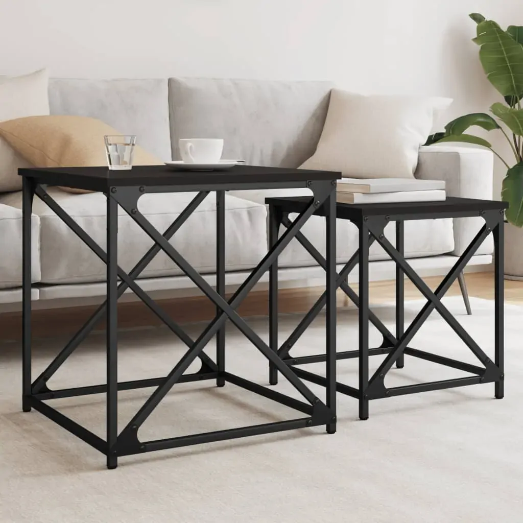 Nesting Coffee Tables 2 pcs Black Engineered Wood Nesting Coffee Tables 2 pcs Black Engineered Wood