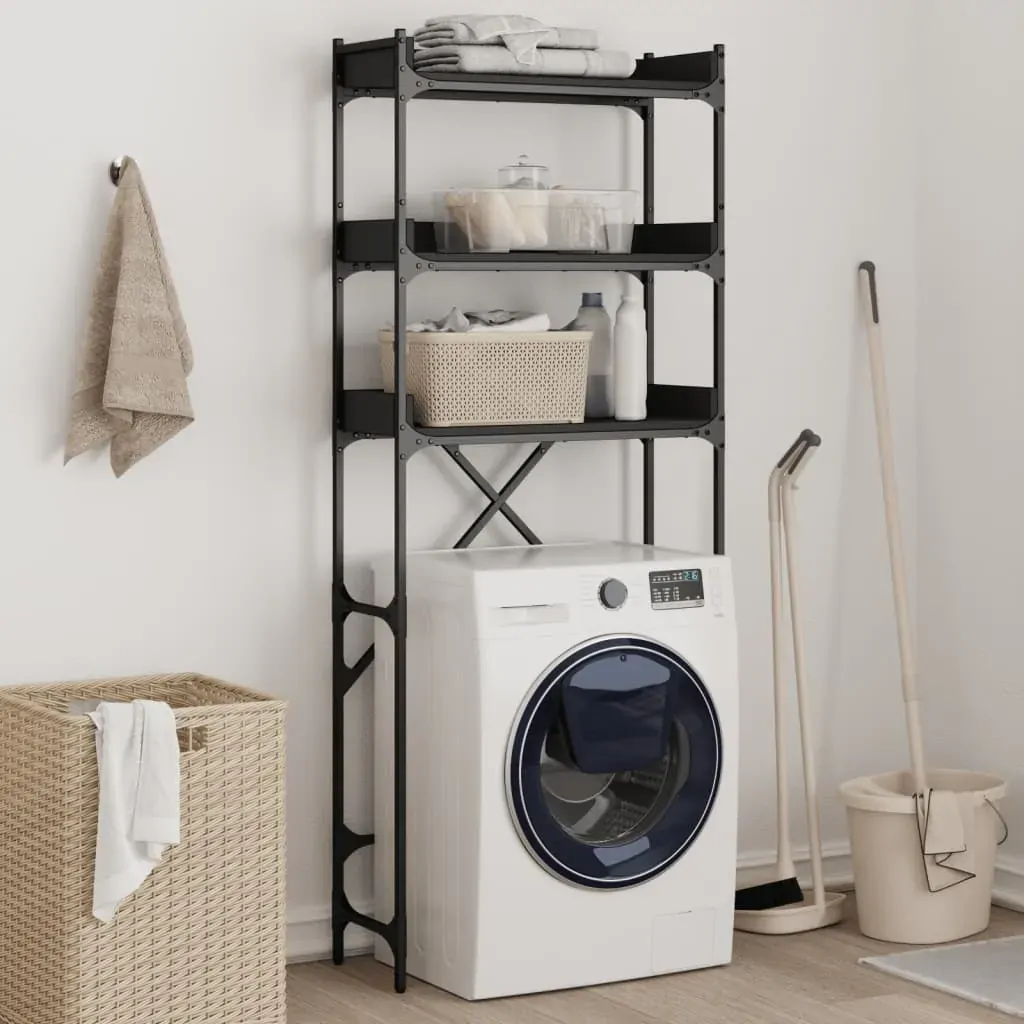 Washing Machine Shelf Black 67x25x163 cm Engineered Wood Washing Machine Shelf Black 67x25x163 cm Engineered Wood