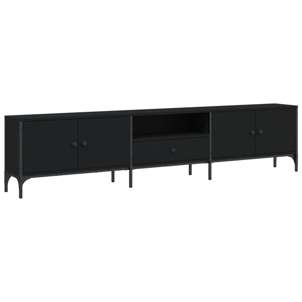 TV Cabinet with Drawer Black 200x25x44 cm Engineered Wood TV Cabinet with Drawer Black 200x25x44 cm Engineered Wood