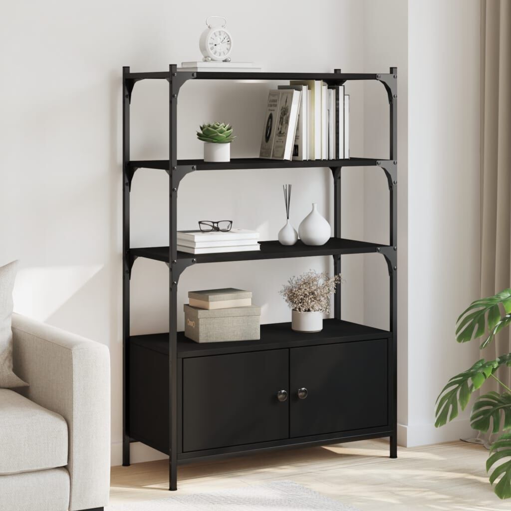 Bookcase 3-Tier Black 70x30x109.5 cm Engineered Wood Bookcase 3-Tier Black 70x30x109.5 cm Engineered Wood