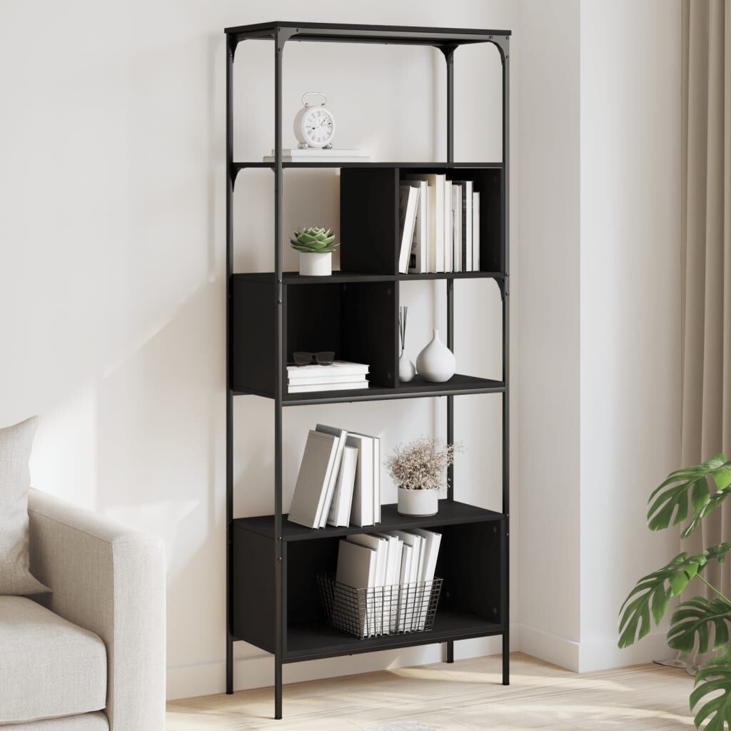 Bookcase 5-Tier Black 76x33x188.5 cm Engineered Wood Bookcase 5-Tier Black 76x33x188.5 cm Engineered Wood