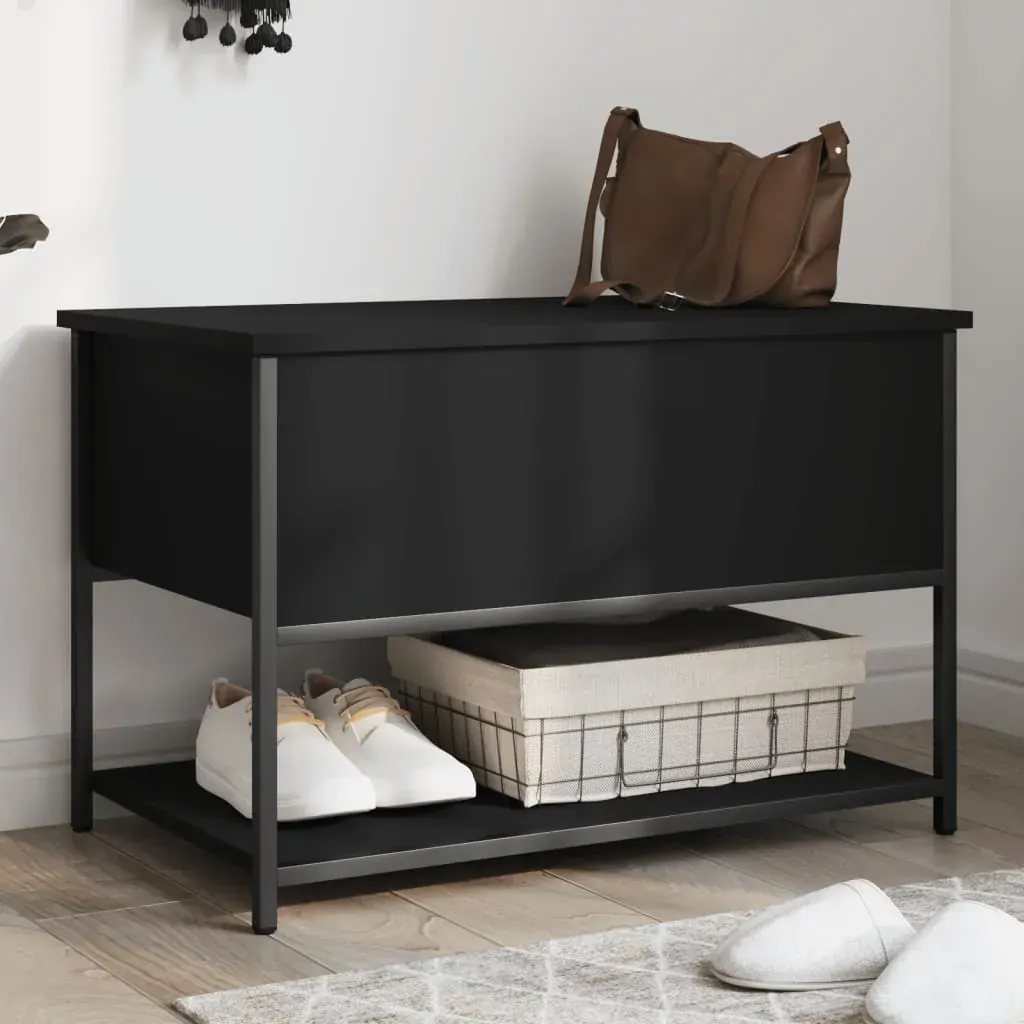 Storage Bench Black 70x42.5x47 cm Engineered Wood Storage Bench Black 70x42.5x47 cm Engineered Wood