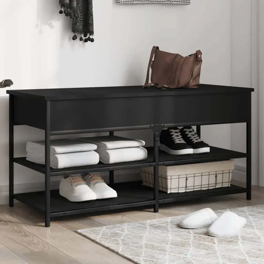 Shoe Bench Black 100x42.5x50 cm Engineered Wood Shoe Bench Black 100x42.5x50 cm Engineered Wood