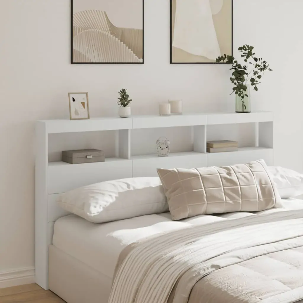 Headboard Cabinet with LED White 180 cm Headboard Cabinet with LED White 180 cm