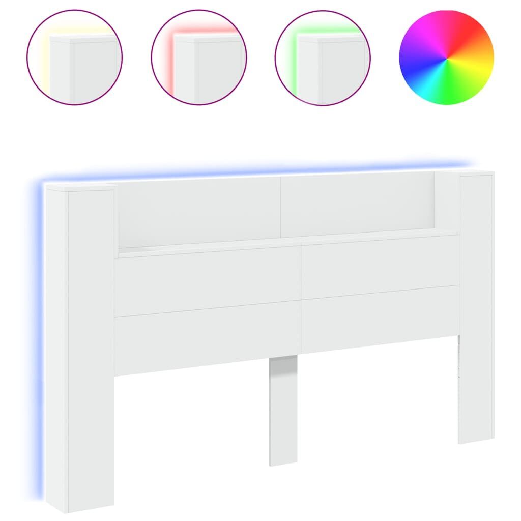 Headboard Cabinet with LED White 180x16.5x103.5 cm Headboard Cabinet with LED White 180x16.5x103.5 cm