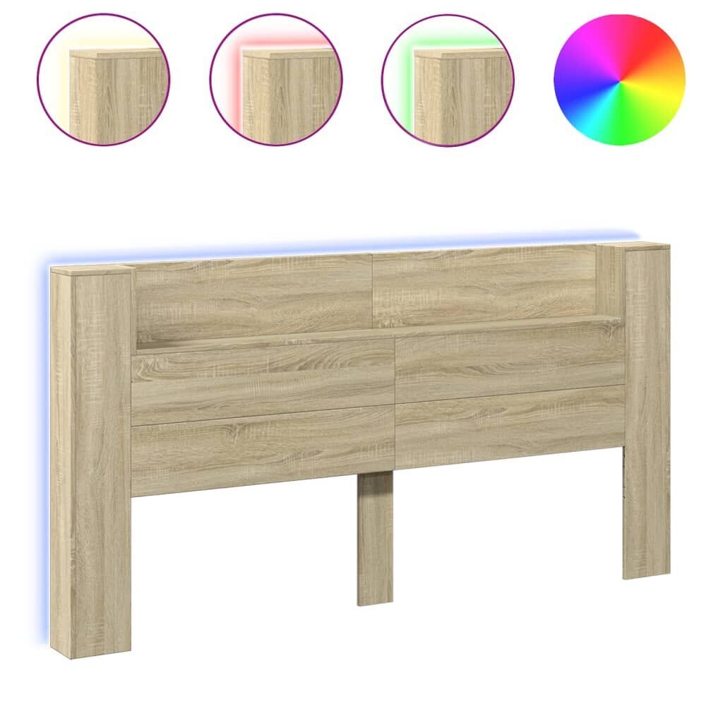 Headboard Cabinet with LED Sonoma Oak 200x16.5x103.5 cm Headboard Cabinet with LED Sonoma Oak 200x16.5x103.5 cm