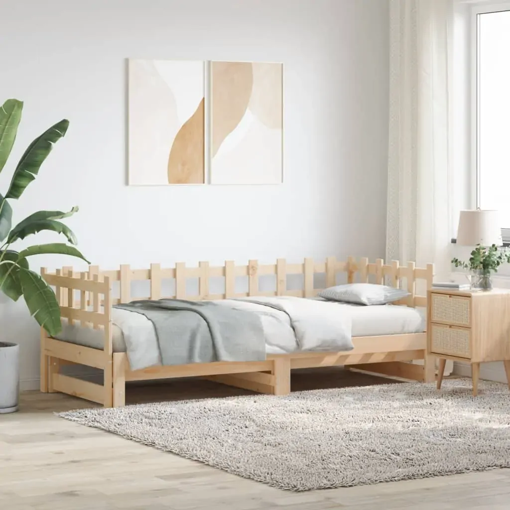 Pull-out Day Bed without Mattress 2x(90x190) cm Solid Wood Pull-out Day Bed without Mattress 2x(90x190) cm Solid Wood