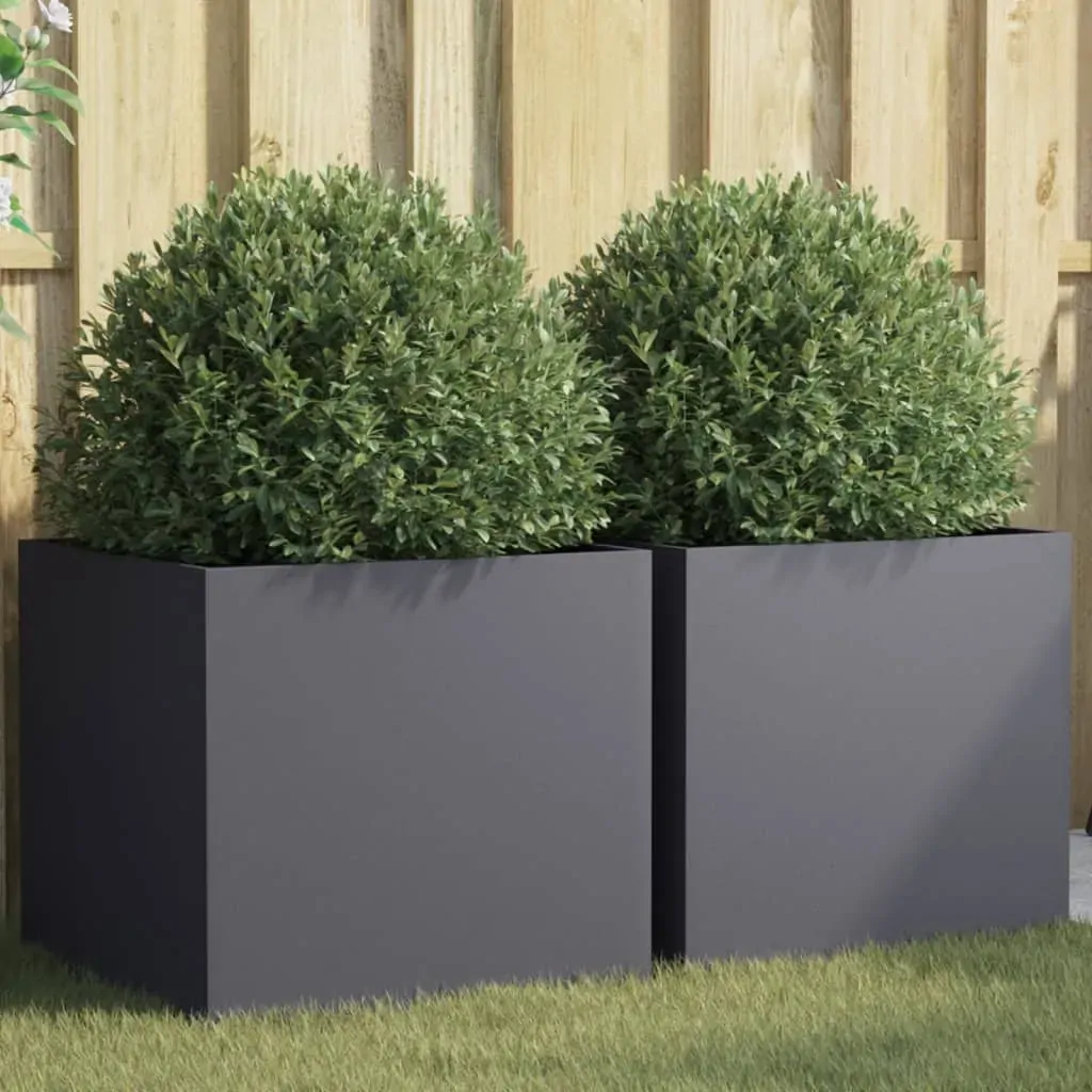 Planters 2 pcs Anthracite 49x47x46 cm Steel Planters 2 pcs Anthracite 49x47x46 cm Steel