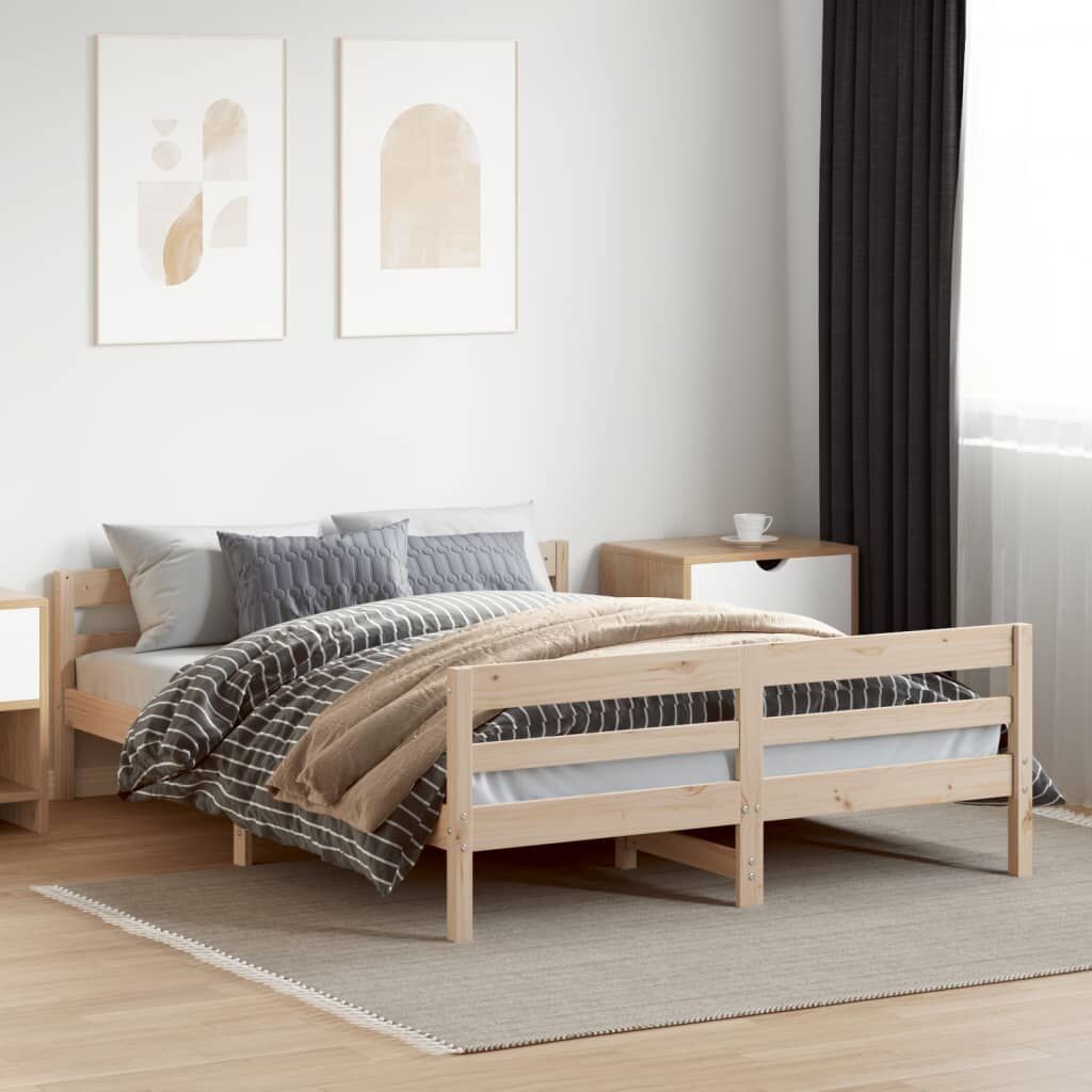 Bed Frame without Mattress 137x187 cm Double Solid Wood Pine Bed Frame without Mattress 137x187 cm Double Solid Wood Pine