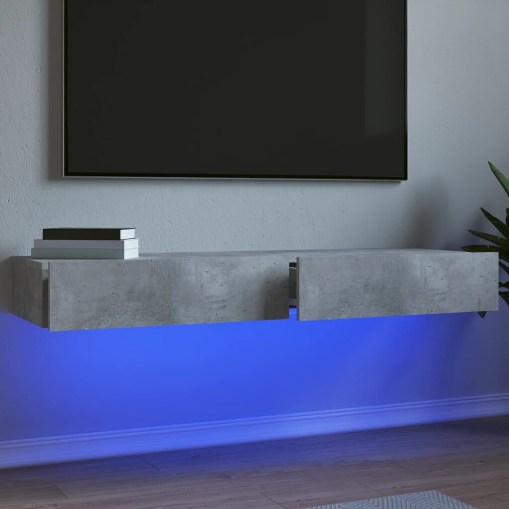 TV Cabinets with LED Lights 2 pcs Concrete Grey 60x35x15.5 cm TV Cabinets with LED Lights 2 pcs Concrete Grey 60x35x15.5 cm