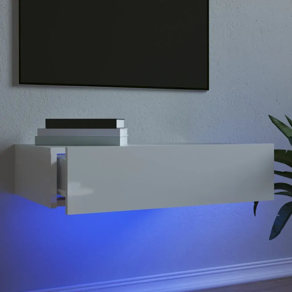 TV Cabinet with LED Lights High Gloss White 60x35x15.5 cm TV Cabinet with LED Lights High Gloss White 60x35x15.5 cm