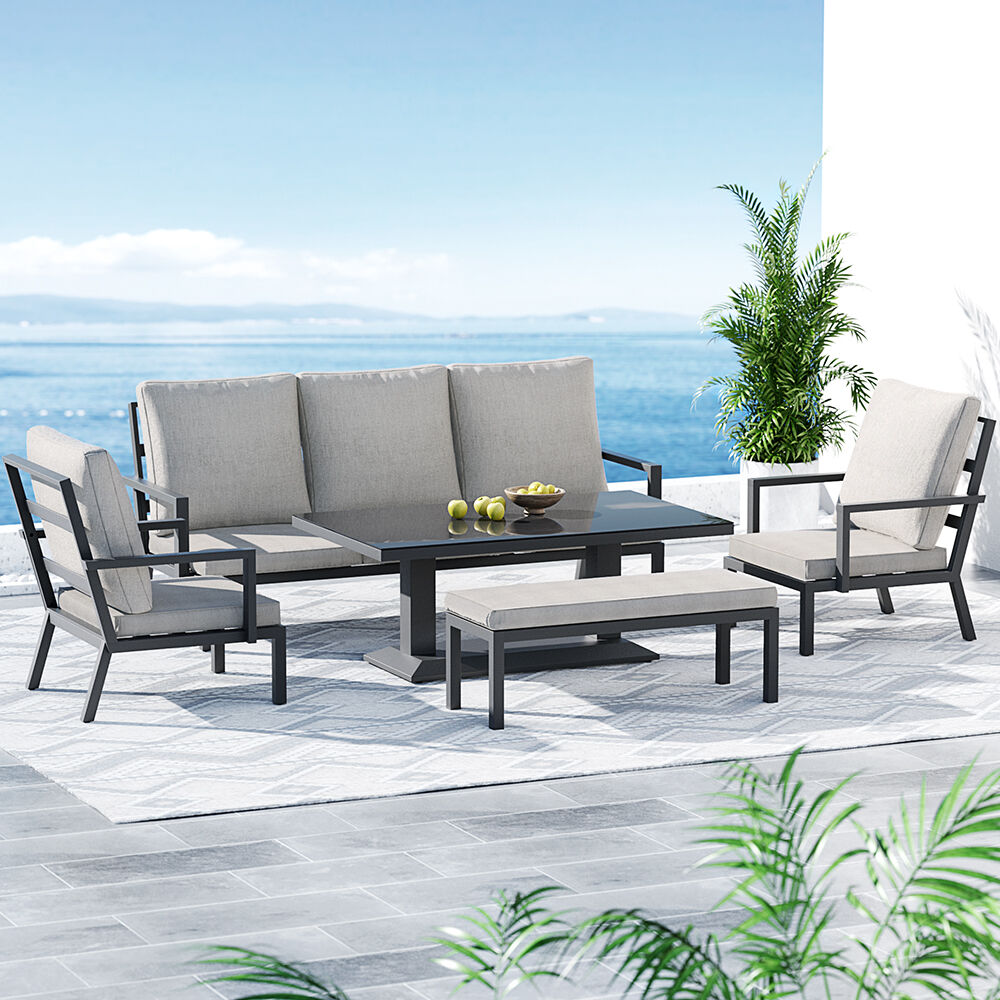 Gardeon 5-Piece Outdoor Furniture Setting Table Chair Set Aluminium Sofa 7-Seater Gardeon 5-Piece Outdoor Furniture Setting Table Chair Set Aluminium Sofa 7-Seater