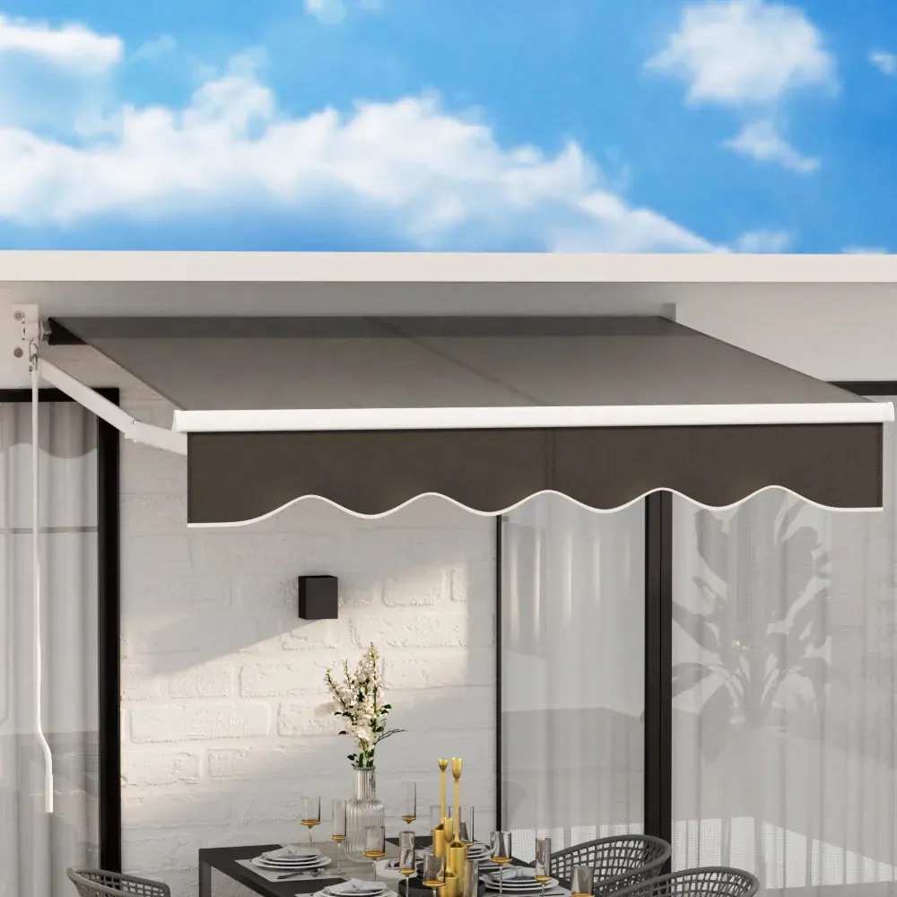 Retractable Folding Arm Awning Manual Sunshade 2Mx1.5M Grey Retractable Folding Arm Awning Manual Sunshade 2Mx1.5M Grey