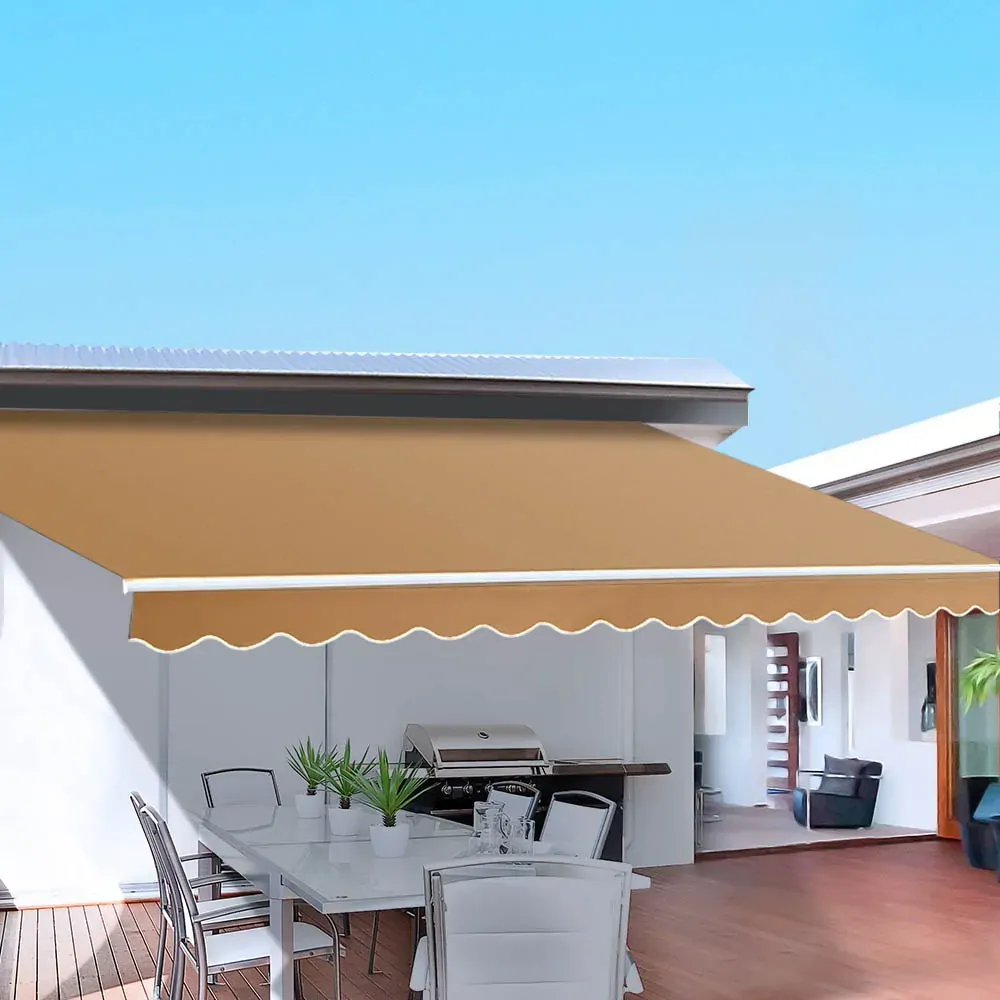 Retractable Folding Arm Awning Manual Sunshade 4Mx3M Beige Retractable Folding Arm Awning Manual Sunshade 4Mx3M Beige