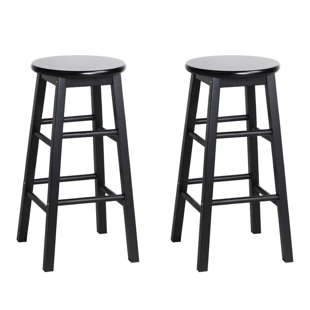 Artiss 2x Bar Stools Round Chairs Wooden Black Artiss 2x Bar Stools Round Chairs Wooden Black
