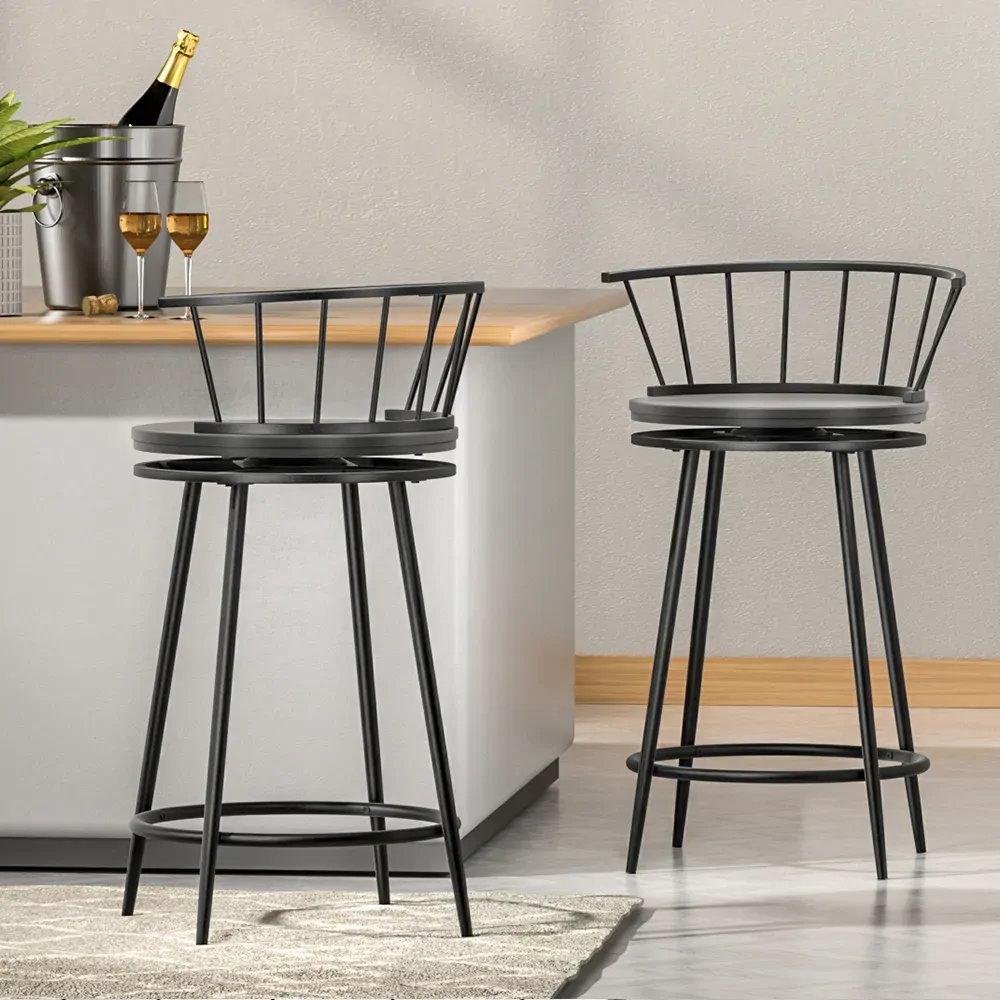 2x Bar Stools Swivel Metal Chairs 2x Bar Stools Swivel Metal Chairs