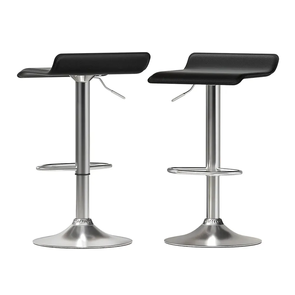 2x Bar Stools Faux Leather Chair Black 2x Bar Stools Faux Leather Chair Black