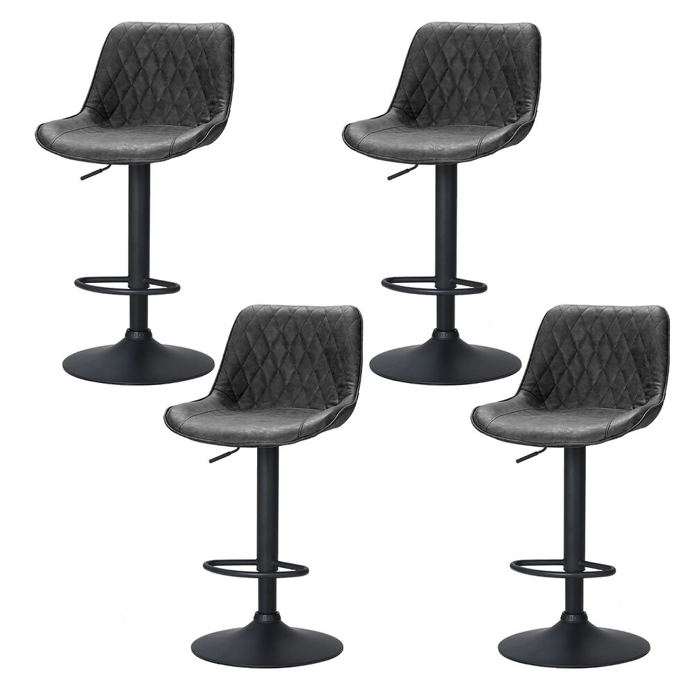 Artiss 4x Bar Stools Gas Lift Vintage Leather Black Artiss 4x Bar Stools Gas Lift Vintage Leather Black