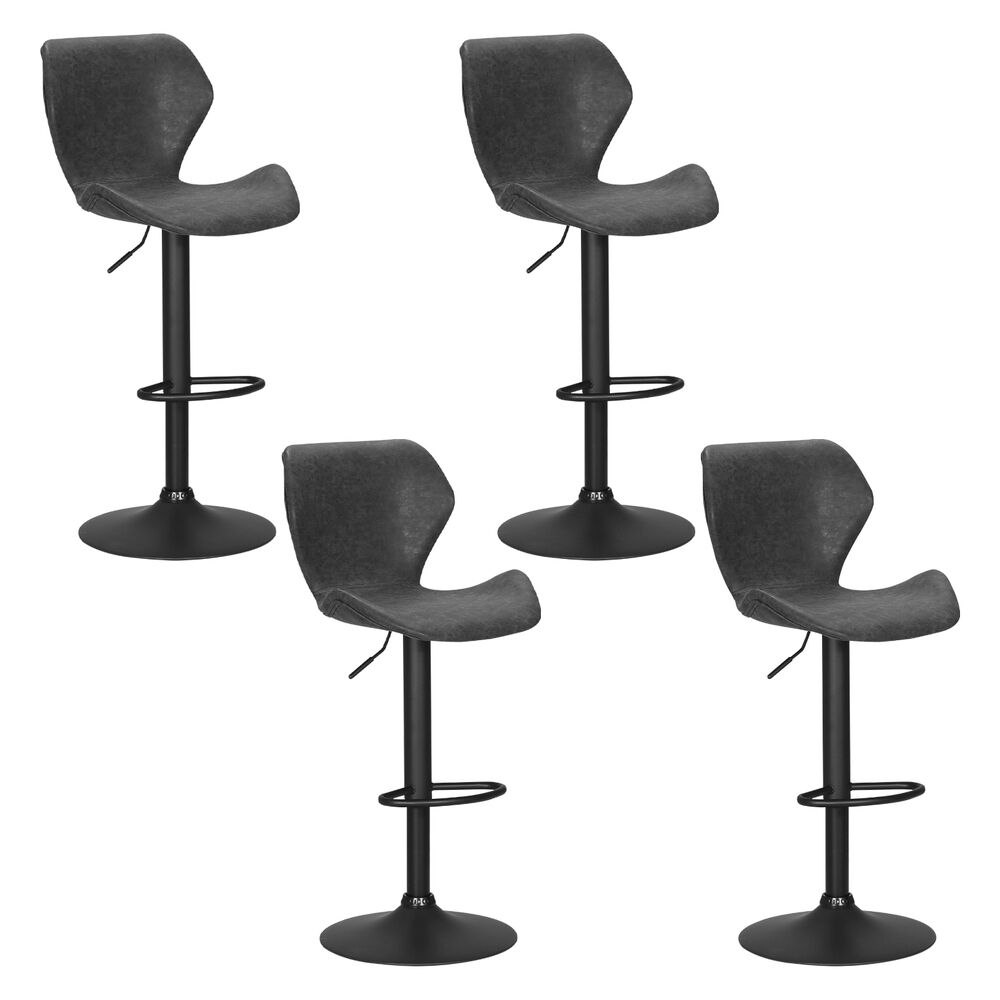 Artiss 4x Bar Stools Vintage Leather Gas Lift Black Artiss 4x Bar Stools Vintage Leather Gas Lift Black