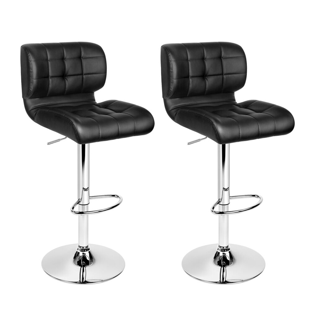 Artiss 2x Bar Stools Gas Lift Leather Padded Stool Black Artiss 2x Bar Stools Gas Lift Leather Padded Stool Black