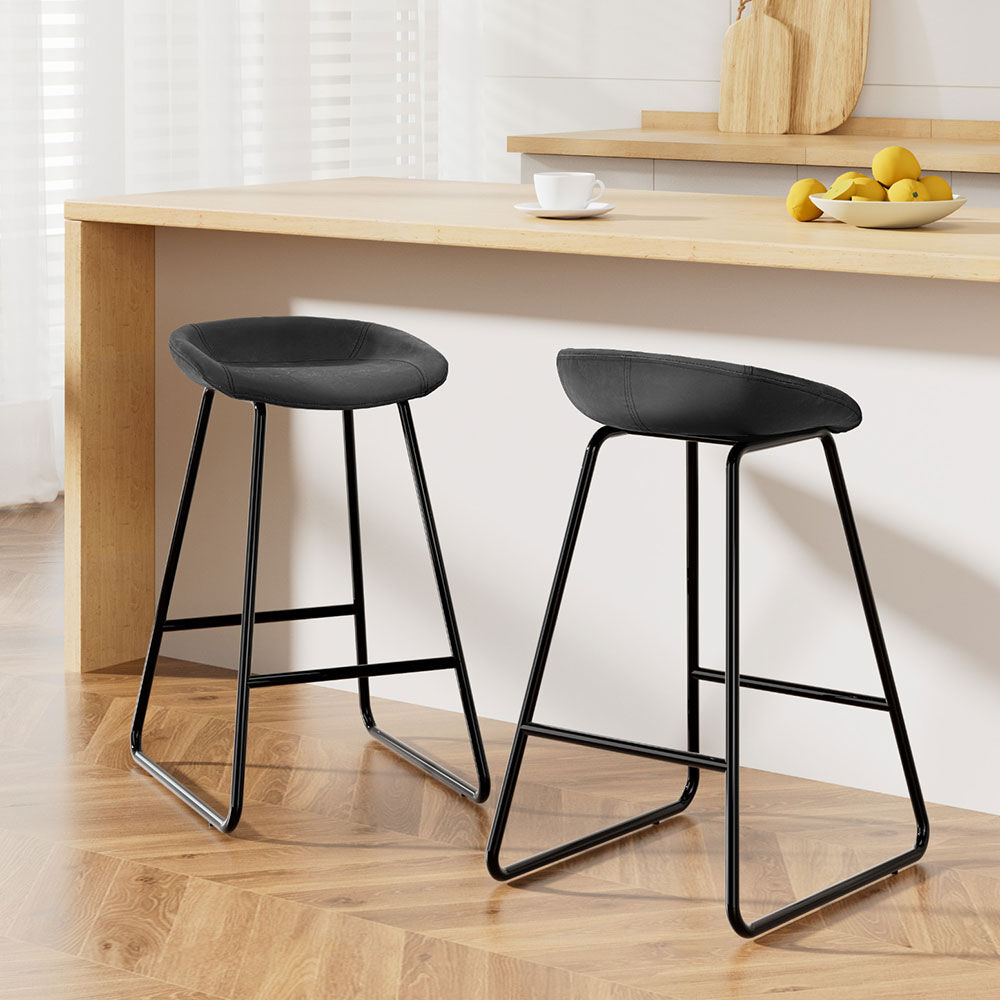 2x Bar Stools Kitchen Dining Chairs Counter Stool PU Leather Metal 2x Bar Stools Kitchen Dining Chairs Counter Stool PU Leather Metal