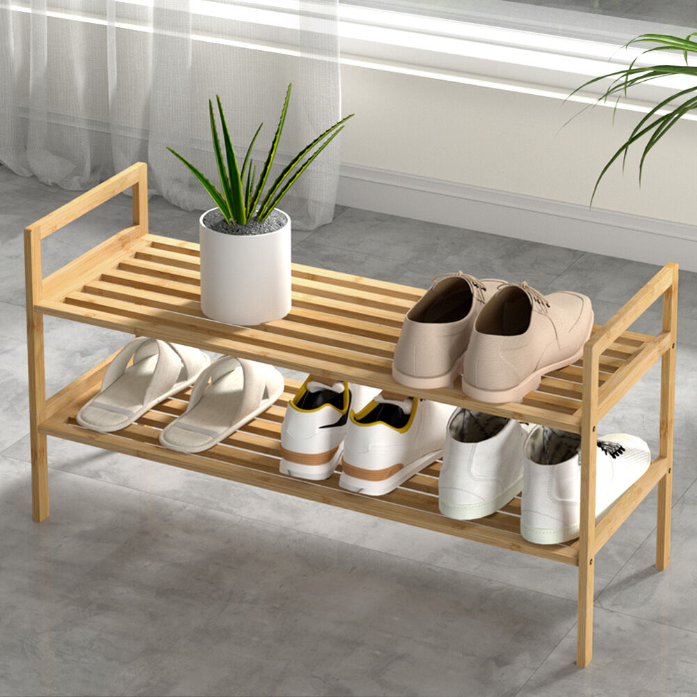 Artiss Shoe Rack Cabinet Bamboo Storage Organiser Pine Artiss Shoe Rack Cabinet Bamboo Storage Organiser Pine