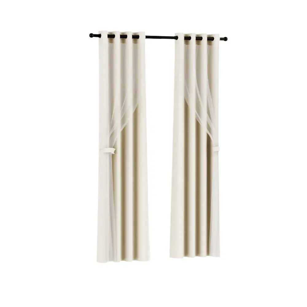 2X 132x213cm Blockout Sheer Curtains Beige 2X 132x213cm Blockout Sheer Curtains Beige