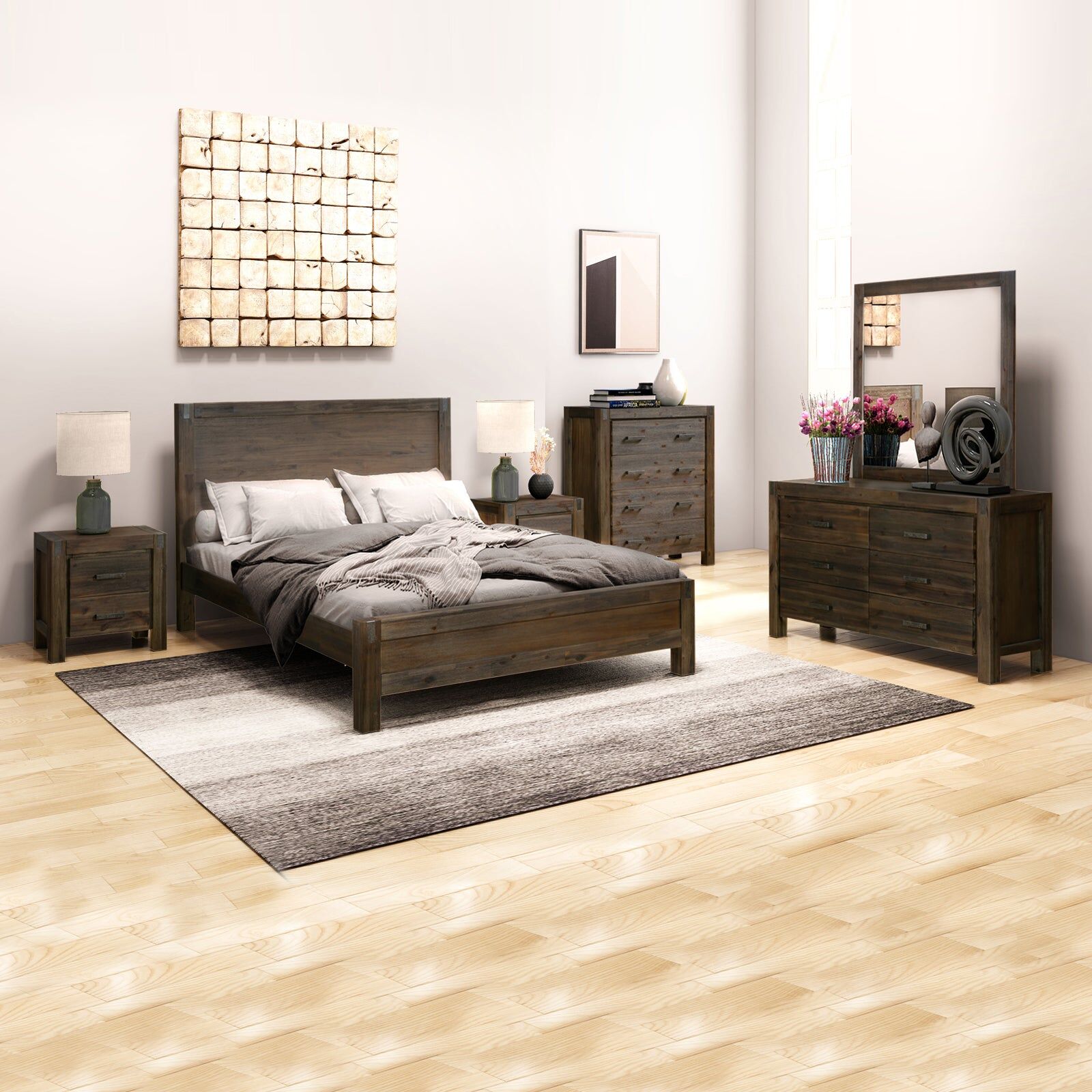 Nowra 5 Pieces Double Size Bedroom Suite Chocolate Colour Nowra 5 Pieces Double Size Bedroom Suite Chocolate Colour