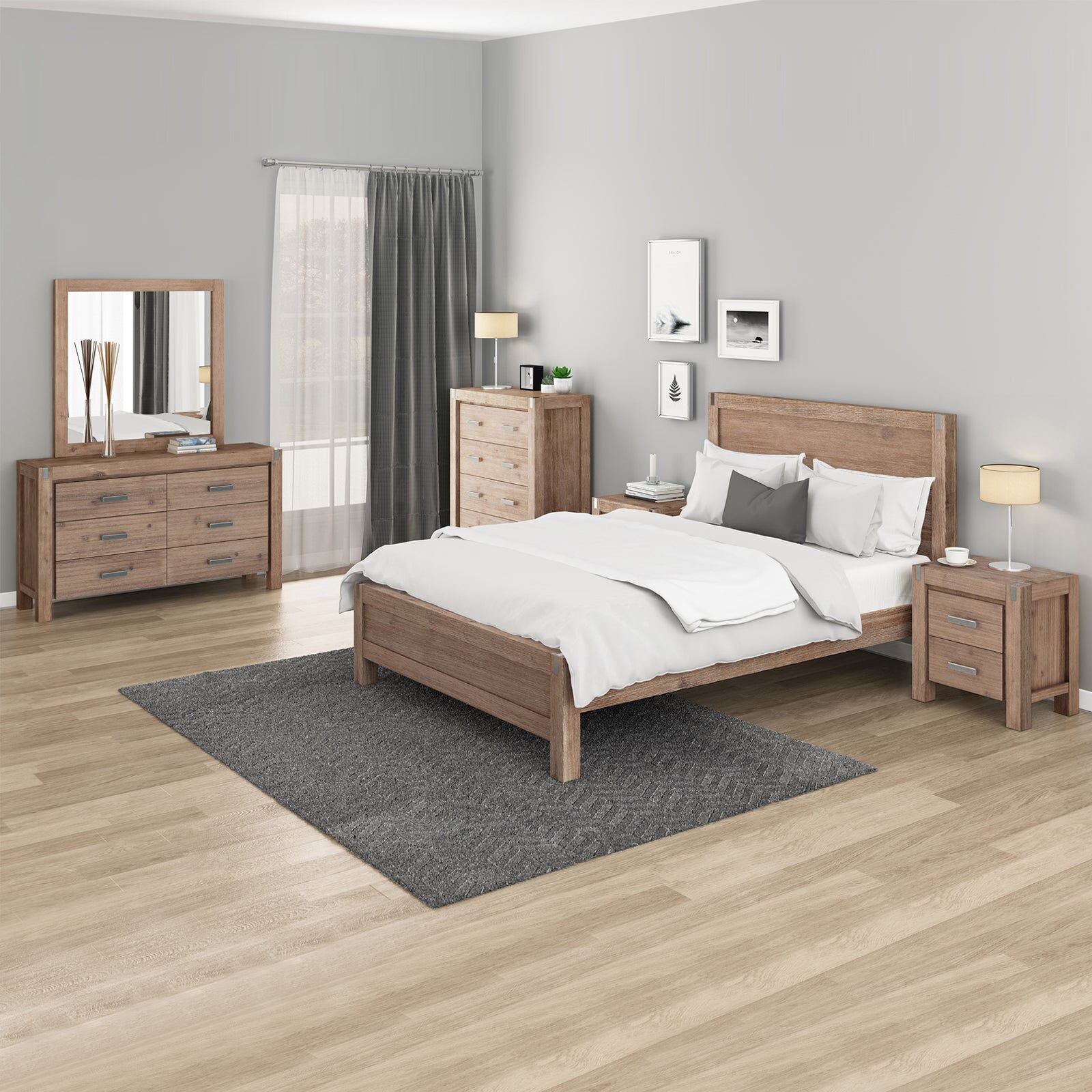 Nowra 5 Pieces King Single Size Bedroom Suite Oak Colour Nowra 5 Pieces King Single Size Bedroom Suite Oak Colour