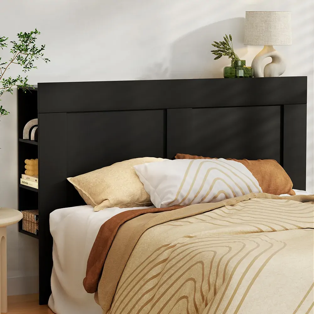 Bed Head Headboard Queen with Shelves - CABI Black Bed Head Headboard Queen with Shelves - CABI Black