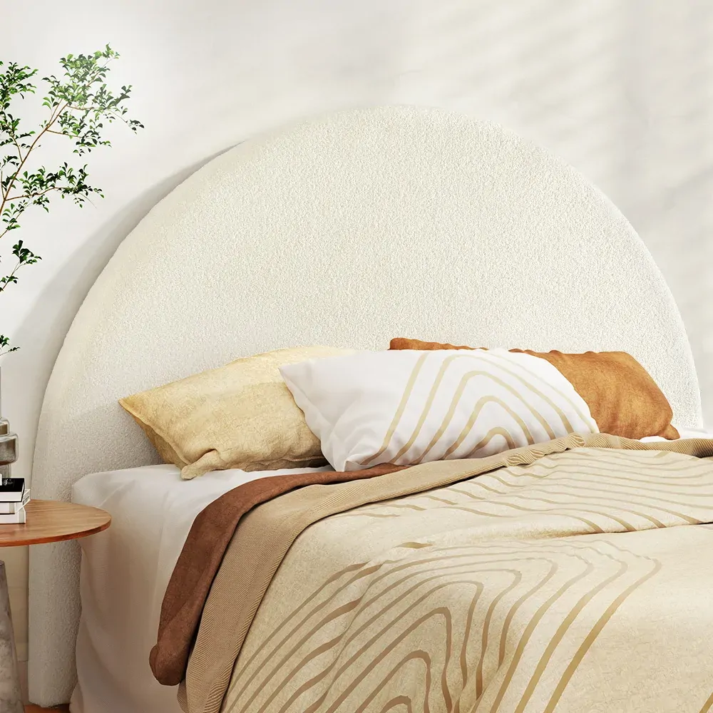 Bed Head Headboard Bed Frame Queen Boucle - GREI White Bed Head Headboard Bed Frame Queen Boucle - GREI White