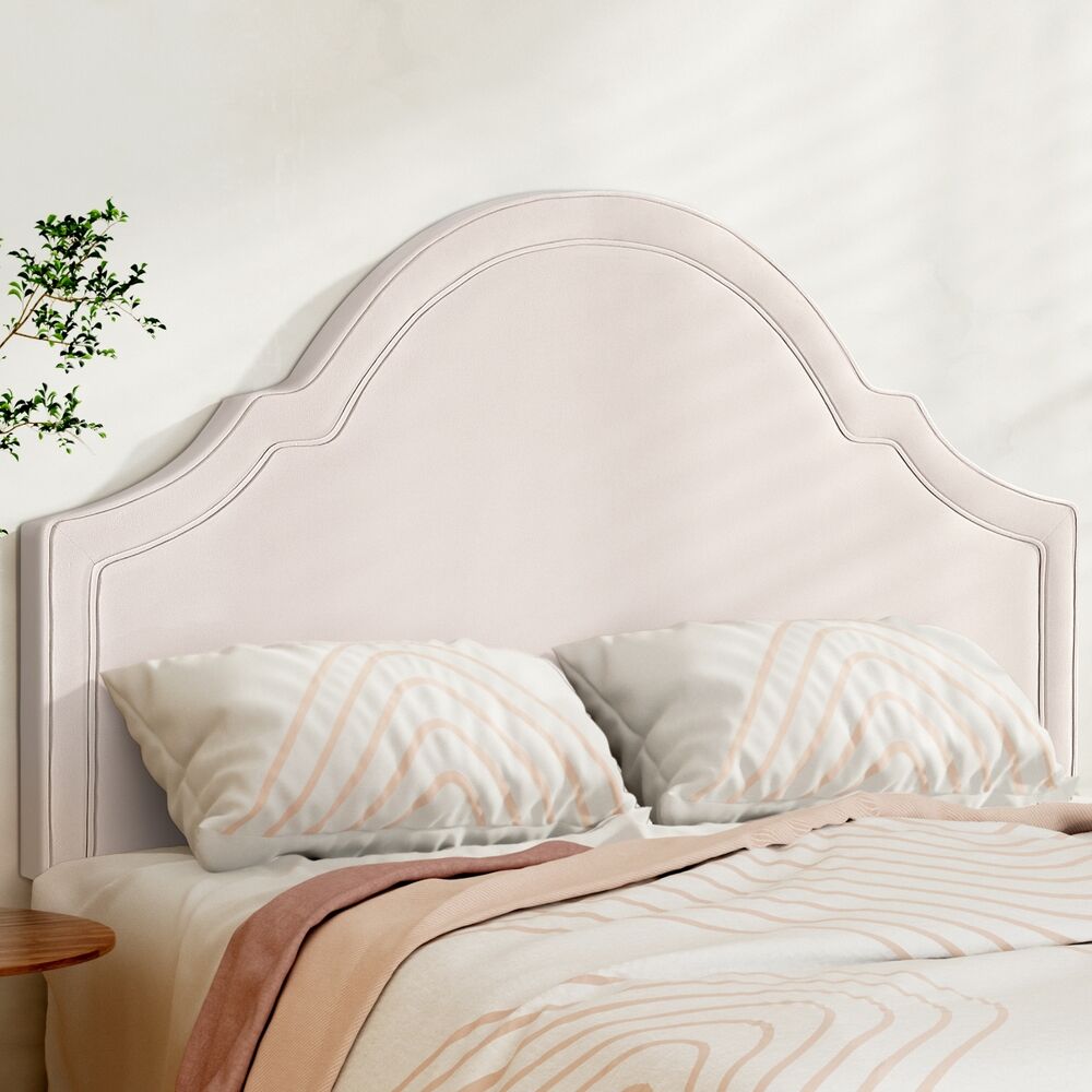 Artiss Bed Frame Bed Head Headboard Queen Velvet IRIS Beige Artiss Bed Frame Bed Head Headboard Queen Velvet IRIS Beige