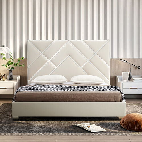 Matrix Bed Frame King Beige Standard Fabric Matrix Bed Frame King Beige Standard Fabric