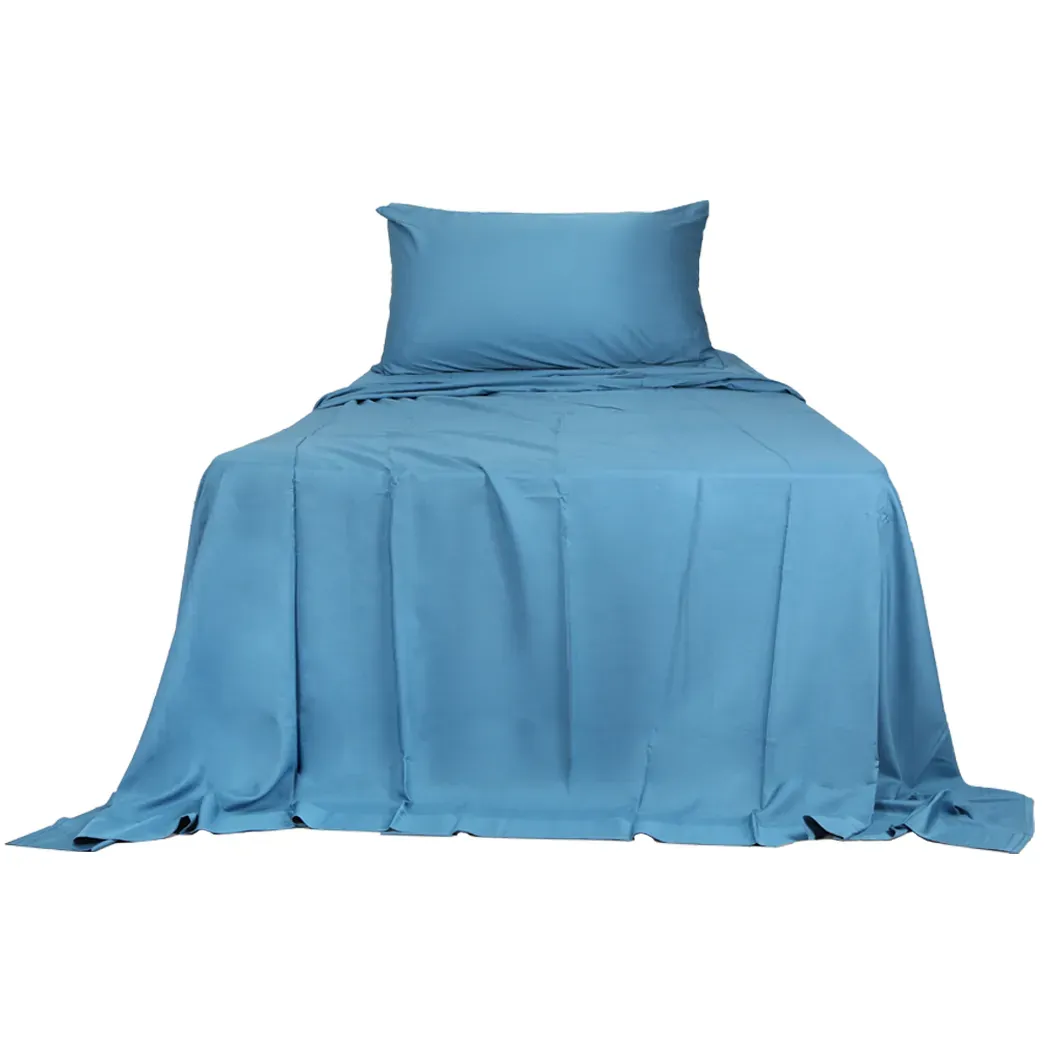 3pcs sinigle size 100% bamboo bed sheet set in blue colour single 3pcs sinigle size 100% bamboo bed sheet set in blue colour single