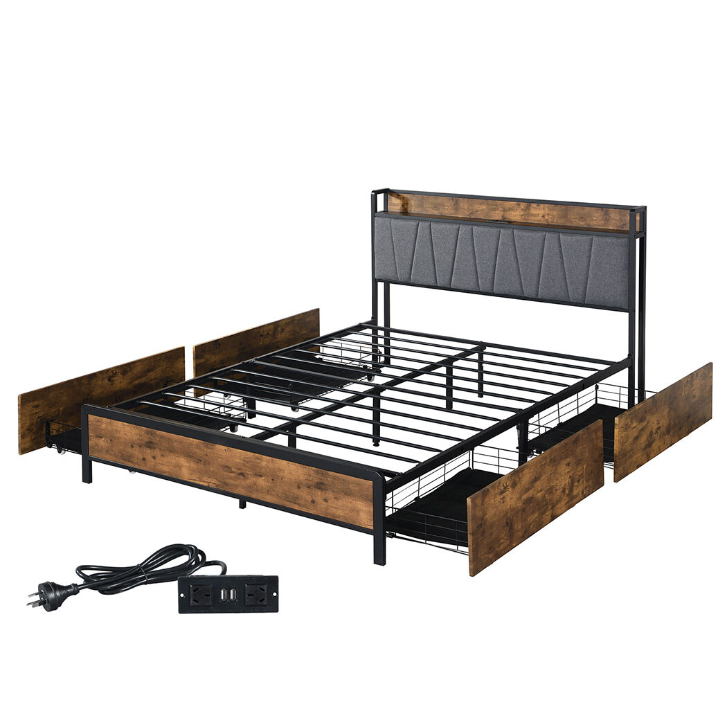 queen bed frame soft storage drawers headboard usb charge queen bed frame soft storage drawers headboard usb charge