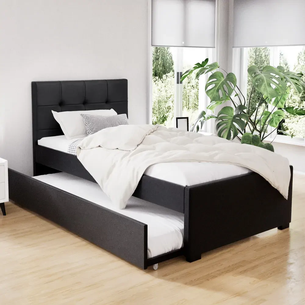 Keepit Bed Frame King Single Size Black Leather Keepit Bed Frame King Single Size Black Leather