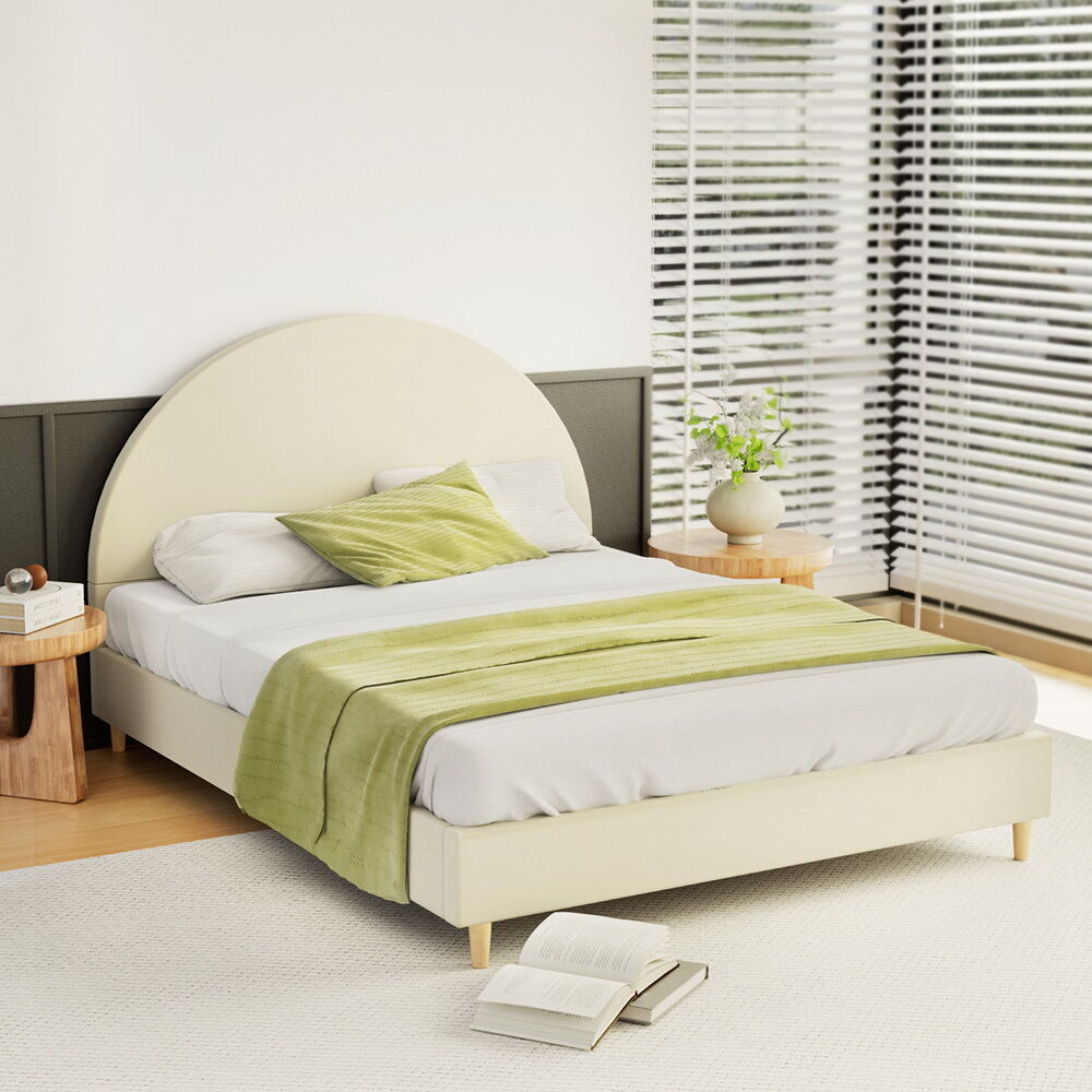 Bed Frame Double Size Velvet Cream ELLA Bed Frame Double Size Velvet Cream ELLA