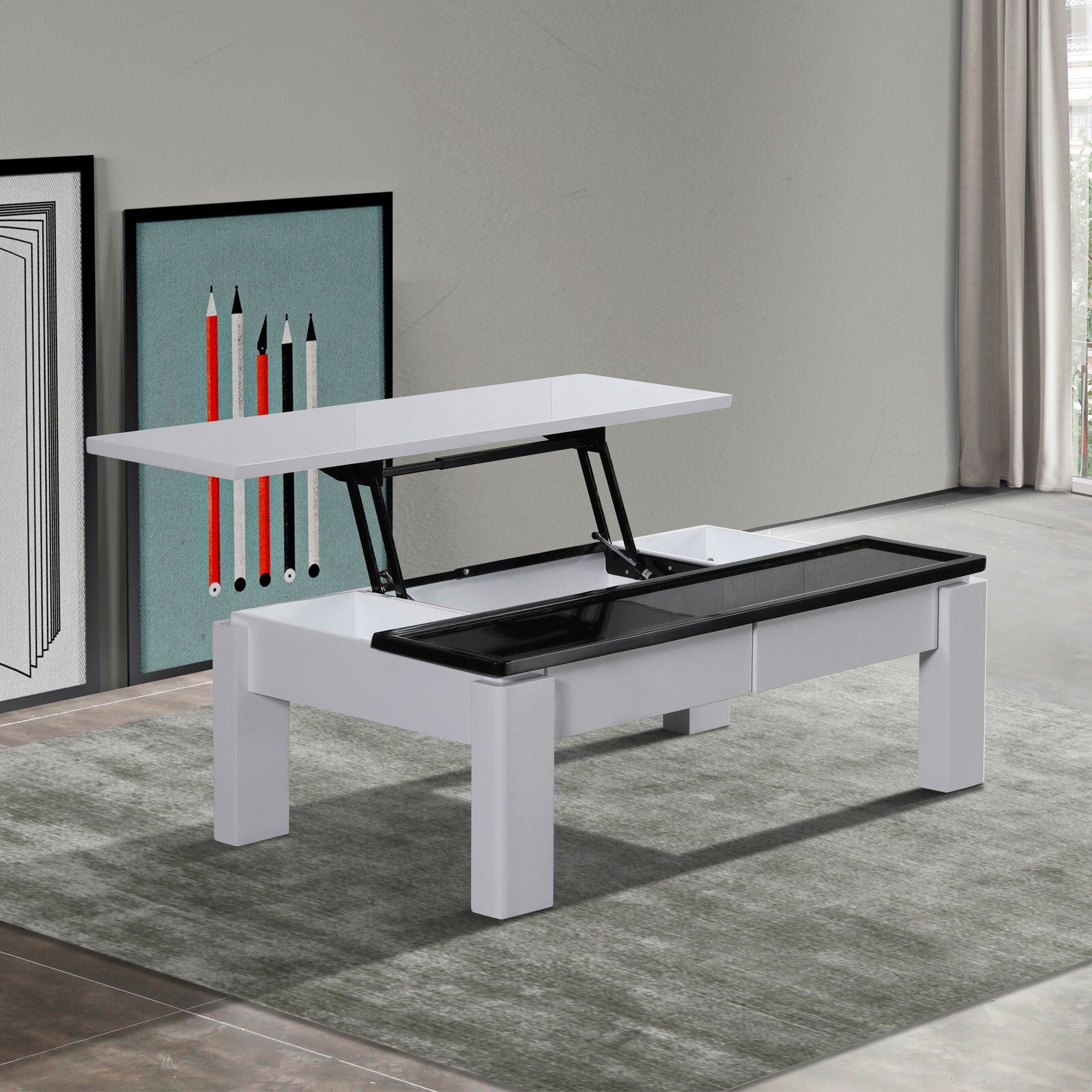Grandora Coffee Table Black & White Glossy Colour Grandora Coffee Table Black & White Glossy Colour