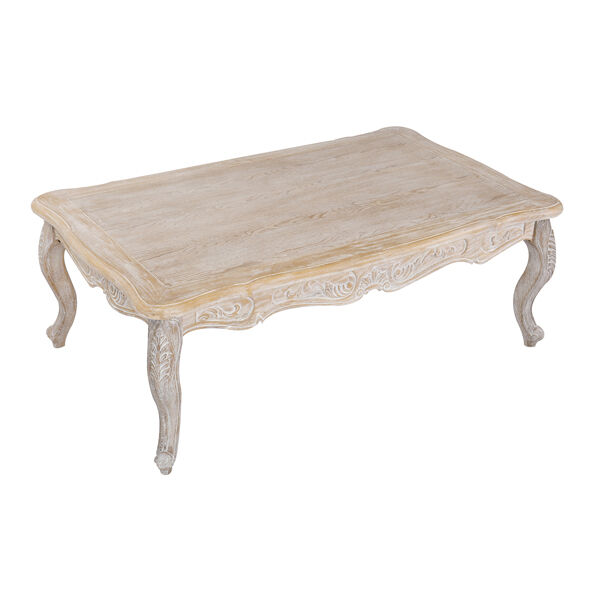 Lille Coffee Table Oak White Washed Wooden & Beige Color Fabric Lille Coffee Table Oak White Washed Wooden & Beige Color Fabric