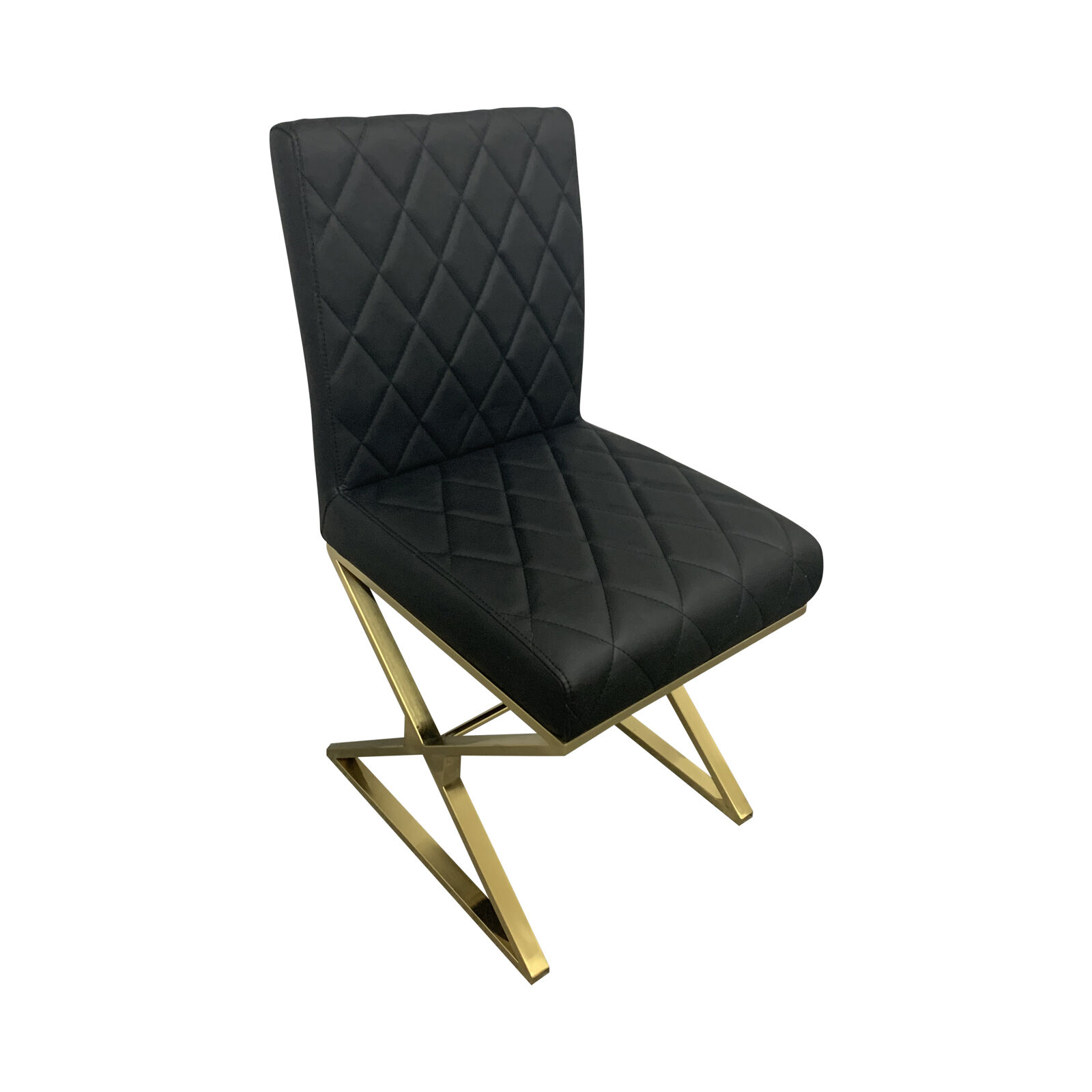 Daisy 2x Dining Chair Stainless Gold Frame & Seat Black Pu Leather (SH034) Daisy 2x Dining Chair Stainless Gold Frame & Seat Black Pu Leather (SH034)