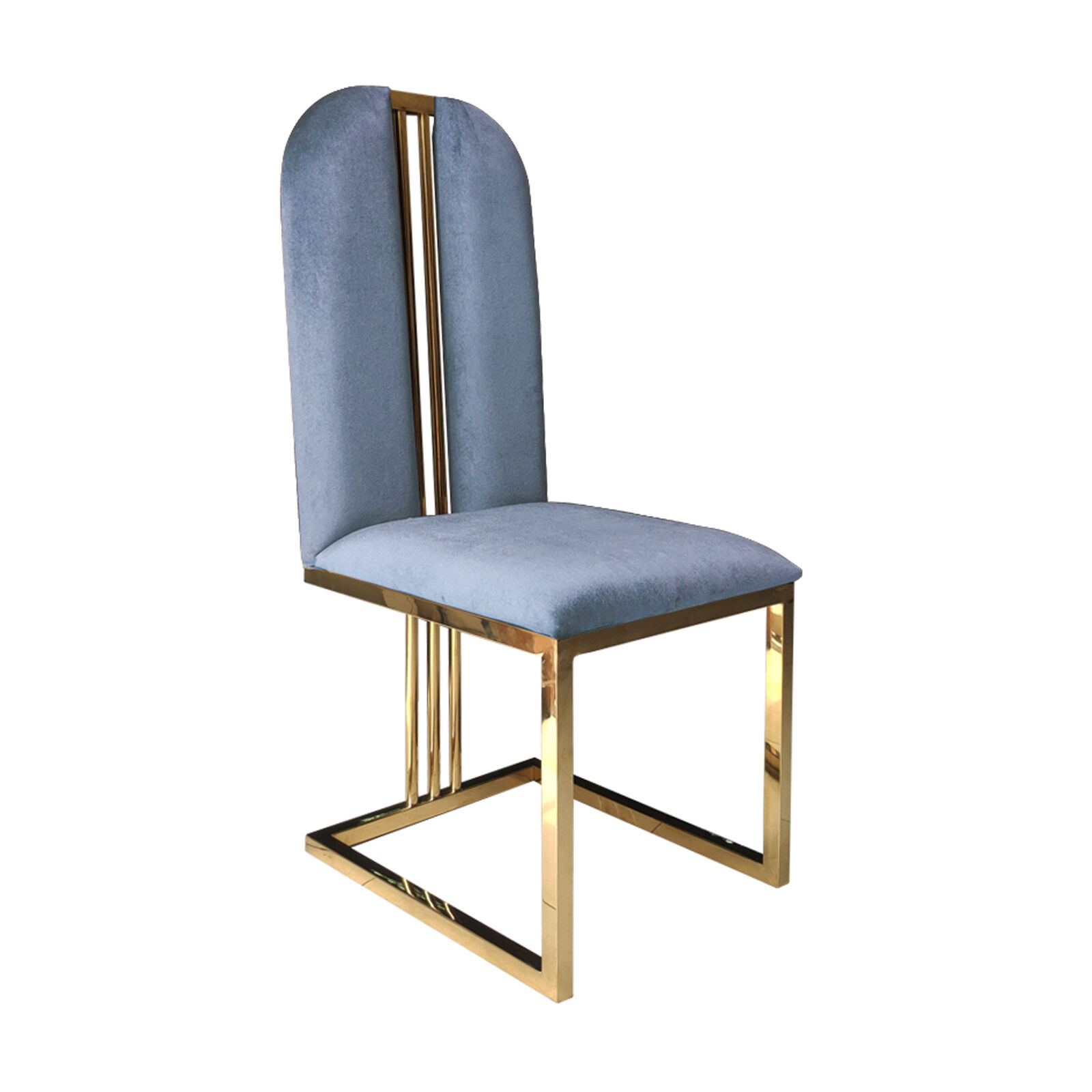 Fancy 2x Dining Chair Stainless Gold Frame & Seat Blue Fabric (SH019) Fancy 2x Dining Chair Stainless Gold Frame & Seat Blue Fabric (SH019)