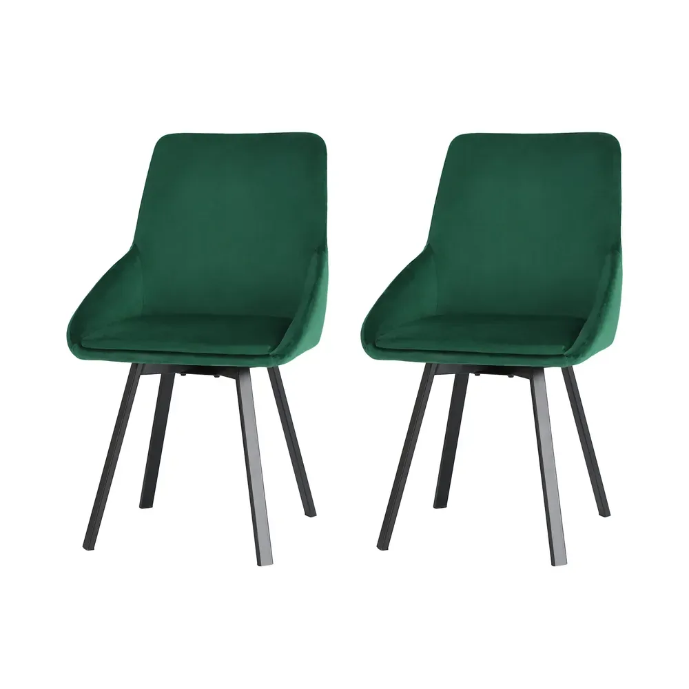 Dining Chairs Set of 2 Velvet Swivel Base Green Dining Chairs Set of 2 Velvet Swivel Base Green