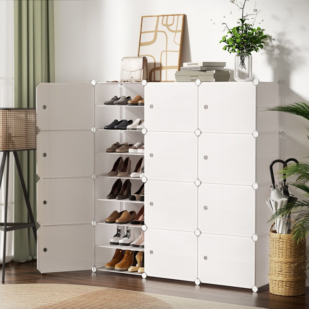 Artiss Shoe Rack DIY 12 Storage Cube Stackable White Artiss Shoe Rack DIY 12 Storage Cube Stackable White
