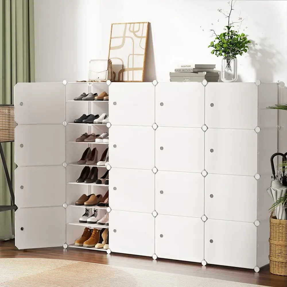 Shoe Box DIY Set of 16 Storage Cube Stackable White Shoe Box DIY Set of 16 Storage Cube Stackable White