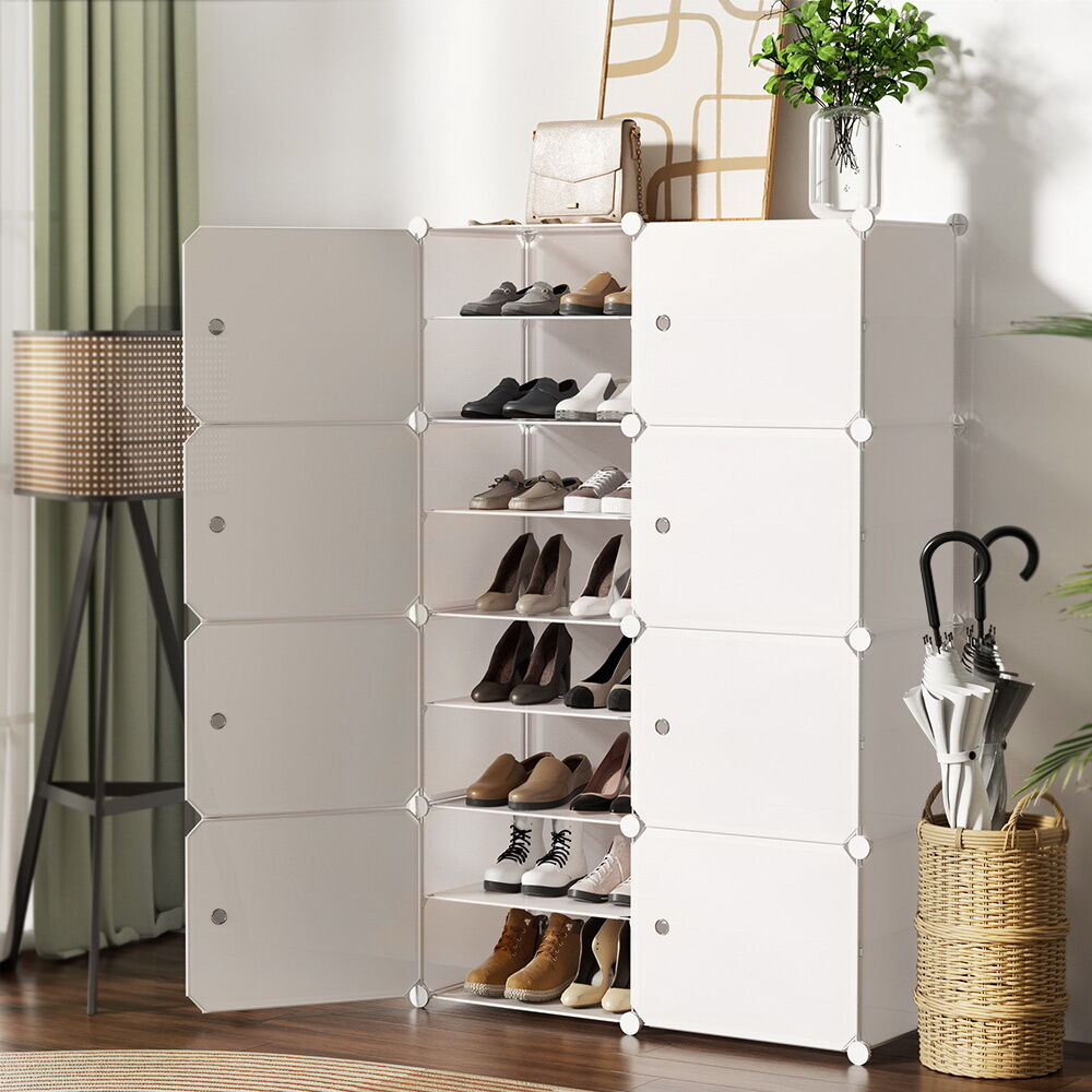 Artiss Shoe Box DIY Set of 8 Storage Cube Stackable White Artiss Shoe Box DIY Set of 8 Storage Cube Stackable White