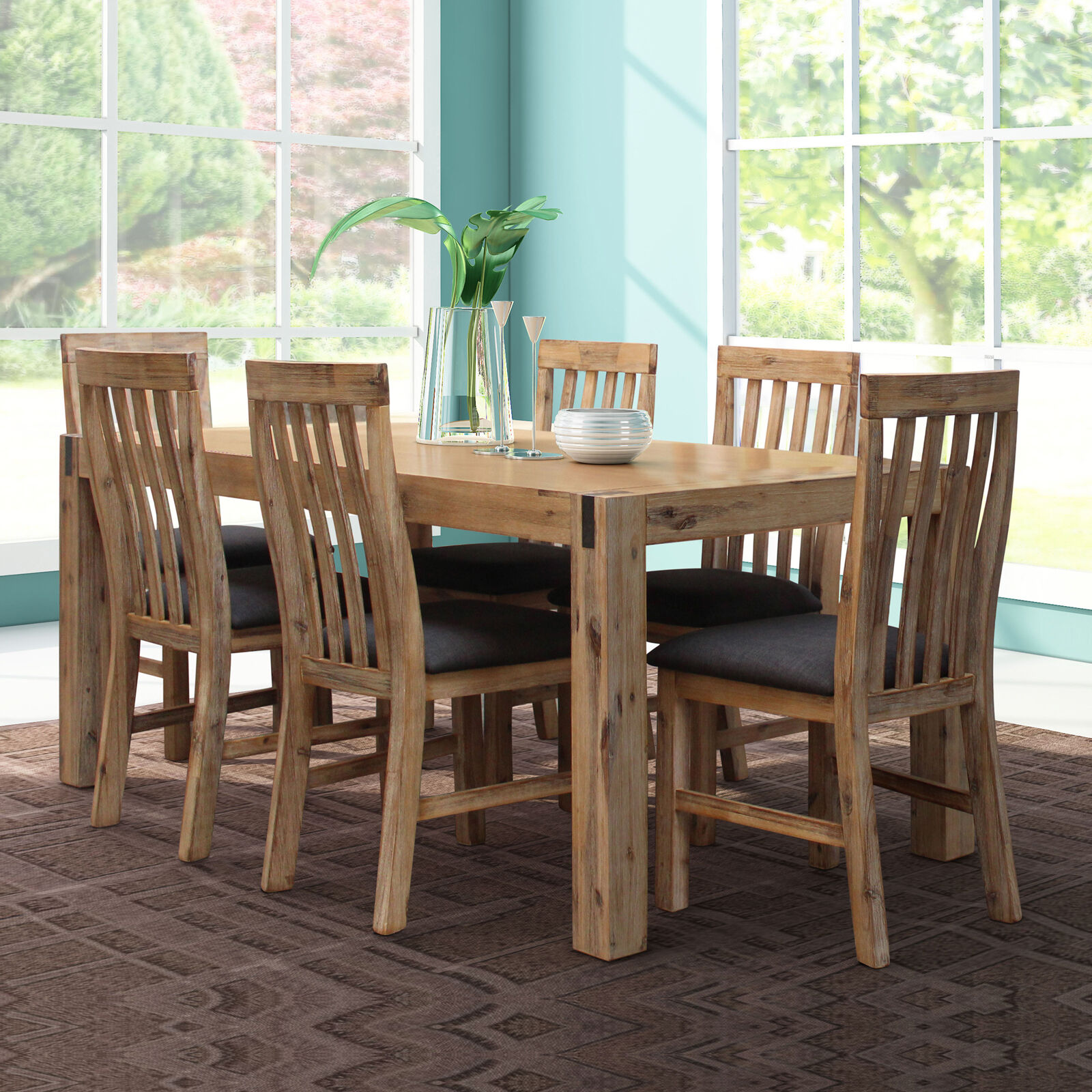 Nowra 7Pcs Dining Set Oak Colour Nowra 7Pcs Dining Set Oak Colour