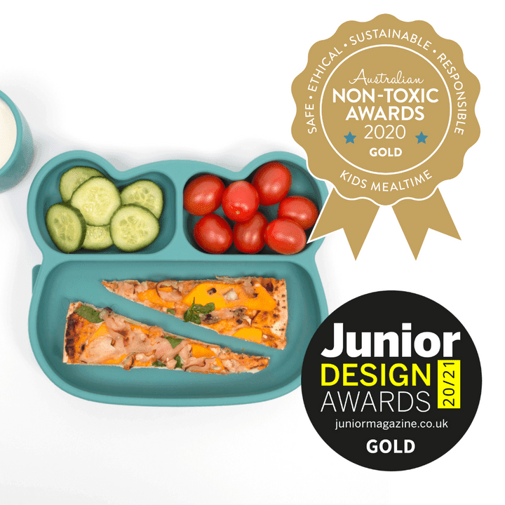 Bear Stickie Plate- Blue Dusk Lid Bear Stickie Plate- Blue Dusk Lid